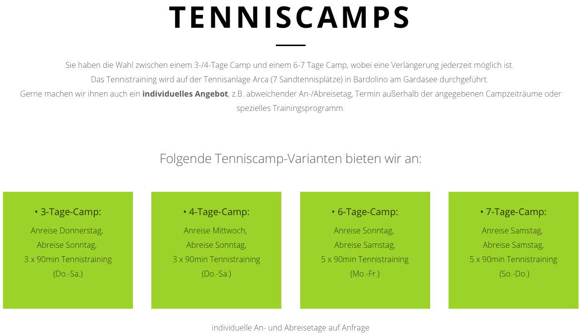 Tenniscamps am Gardasee
